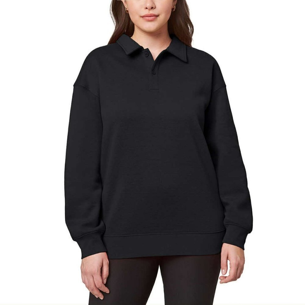 NWT Mondetta Women's Collared Relaxed Fit Soft Fleece Sweatshirt Pullover Top